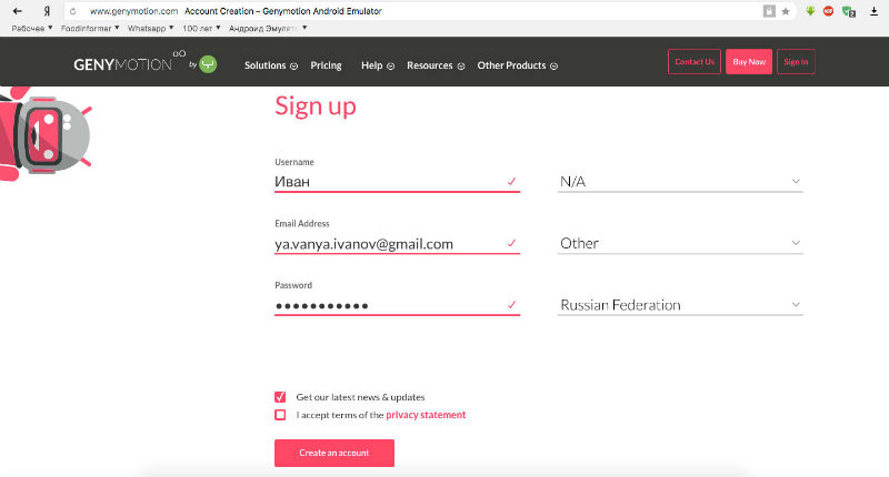 Thumbnail: Genymotion Registration